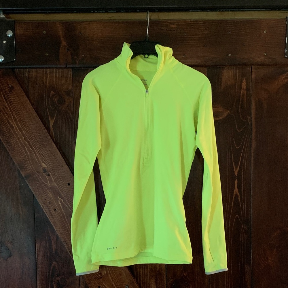 Nike Pro Light Yellow Half-Zip Top